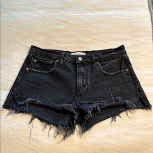 Black Distressed Denim Shorts
